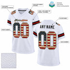 Custom White Vintage USA Flag Mesh Authentic Football Jersey with Black Lettering Design 0618 customization guide
