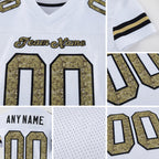 Custom White Camo-Black Mesh Authentic Football Jersey detail