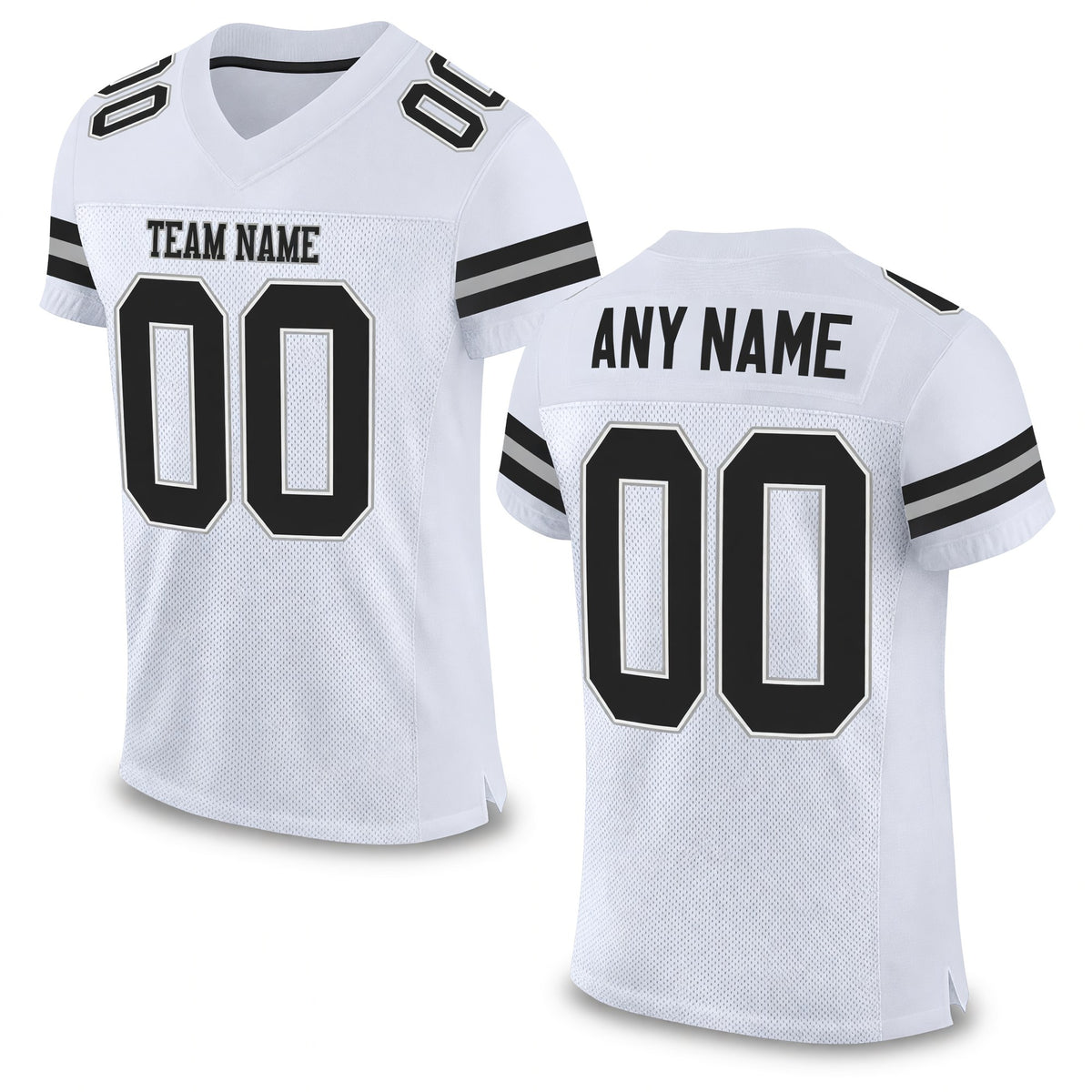 Custom White Black-Gray Mesh Authentic Football Jersey