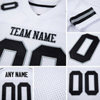 Custom White Black-Gray Mesh Authentic Football Jersey detail