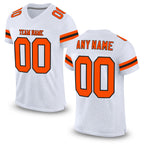 Custom White Orange-Black Mesh Authentic Football Jersey