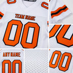 Custom White Orange-Black Mesh Authentic Football Jersey detail