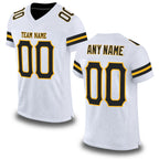 Custom White Black-Gold Mesh Authentic Football Jersey