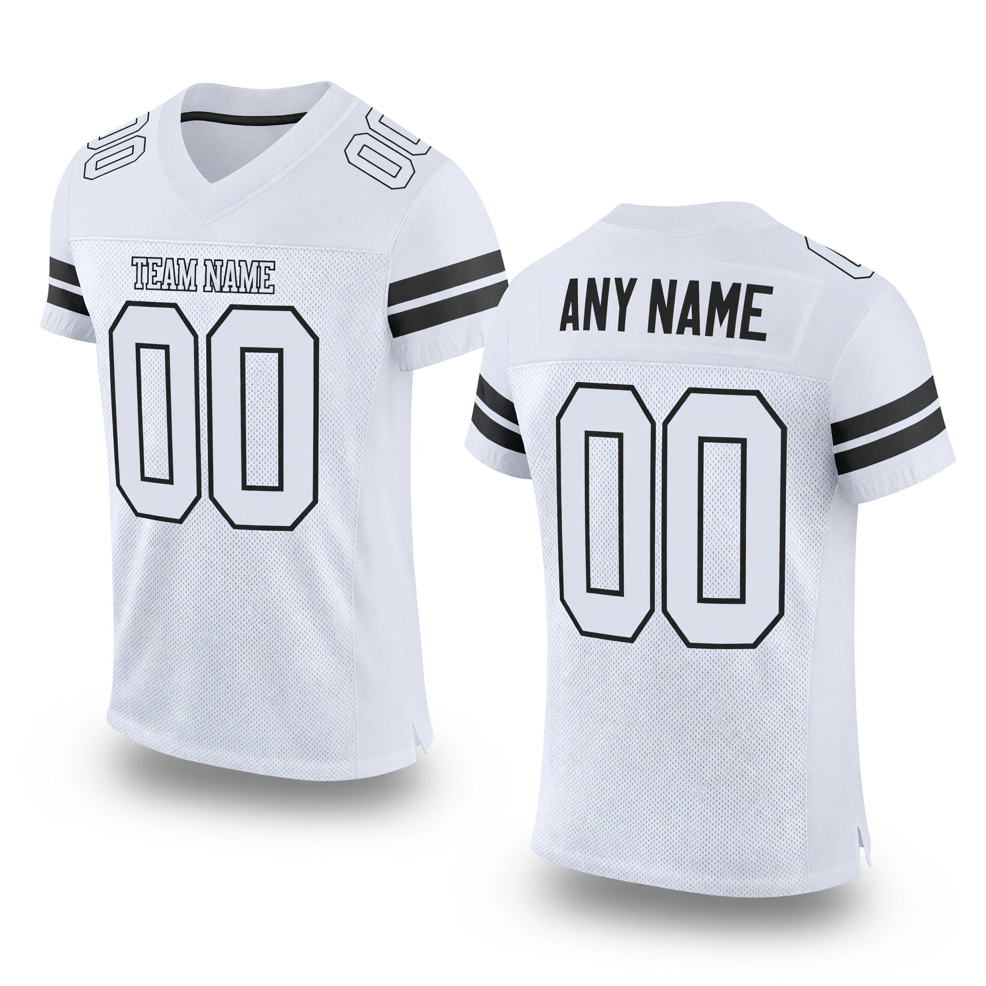 Custom White White-Black Mesh Authentic Football Jersey