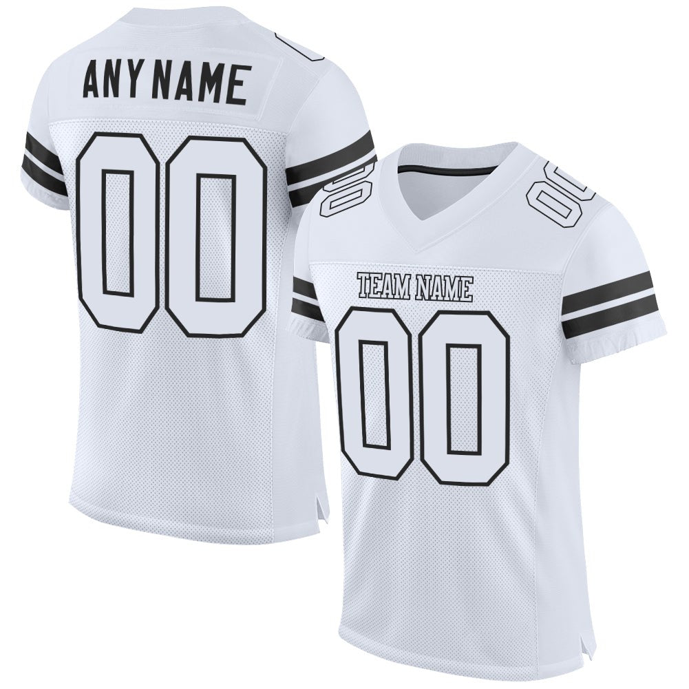 Custom White White-Black Mesh Authentic Football Jersey photo 1