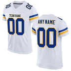 Custom White Royal-Gold Mesh Authentic Football Jersey