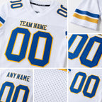 Custom White Royal-Gold Mesh Authentic Football Jersey detail