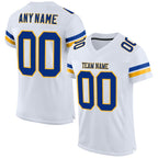 Custom White Royal-Gold Mesh Authentic Football Jersey photo 1