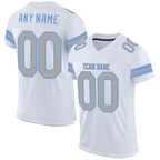 Custom White Gray-Light Blue Mesh Authentic Football Jersey photo 1
