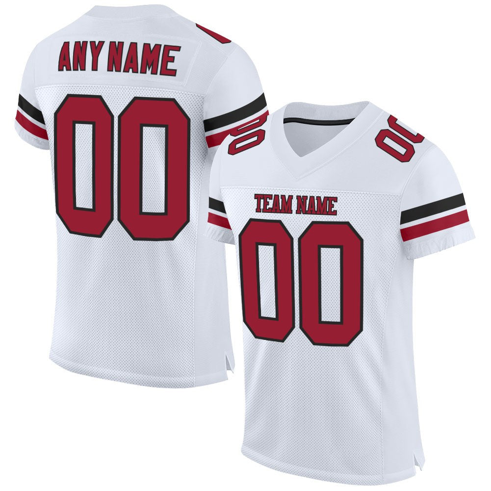 Custom White Cardinal-Black Mesh Authentic Football Jersey photo 1
