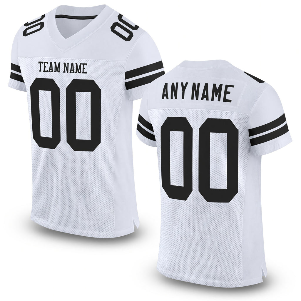Custom White Black Mesh Authentic Football Jersey