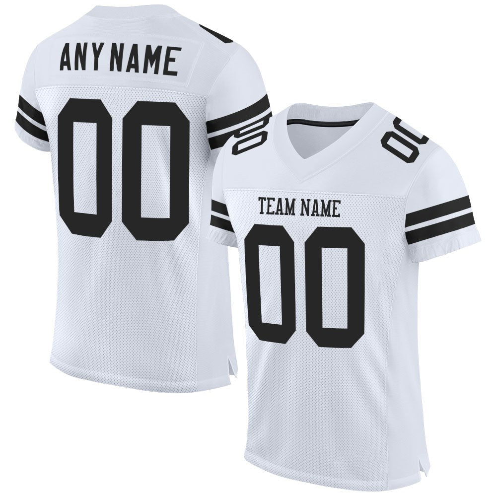 Custom White Black Mesh Authentic Football Jersey photo 1