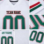 Custom White Kelly Green-Red Mesh Authentic Football Jersey detail