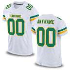 Custom White Kelly Green-Gold Mesh Authentic Football Jersey