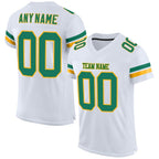 Custom White Kelly Green-Gold Mesh Authentic Football Jersey photo 1