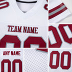 Custom White Burgundy-Gray Mesh Authentic Football Jersey detail