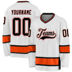 Custom White Black-Orange Hockey Jersey photo 1