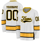 Custom White Black-Gold Hockey Jersey photo 1
