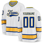 Custom White Royal-Gold Hockey Jersey