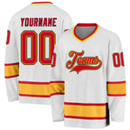 Custom White Red-Gold Hockey Jersey photo 1