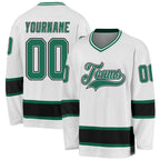 Custom White Kelly Green-Black Hockey Jersey photo 1