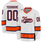 Custom White Navy-Orange Hockey Jersey photo 1
