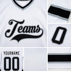 Custom White Black-Gray Hockey Jersey detail