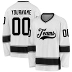 Custom White Black-Gray Hockey Jersey photo 1