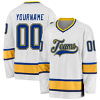 Custom White Royal-Gold Hockey Jersey photo 1