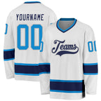 Custom White Blue-Navy Hockey Jersey photo 1