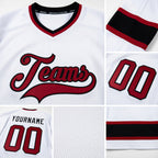 Custom White Maroon-Black Hockey Jersey detail