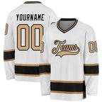 Custom White Old Gold-Black Hockey Jersey photo 1
