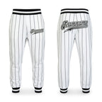 Custom White Black Pinstripe Black-White Sports Pants