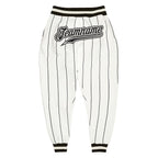 Custom White Black Pinstripe Black-White Sports Pants photo 1