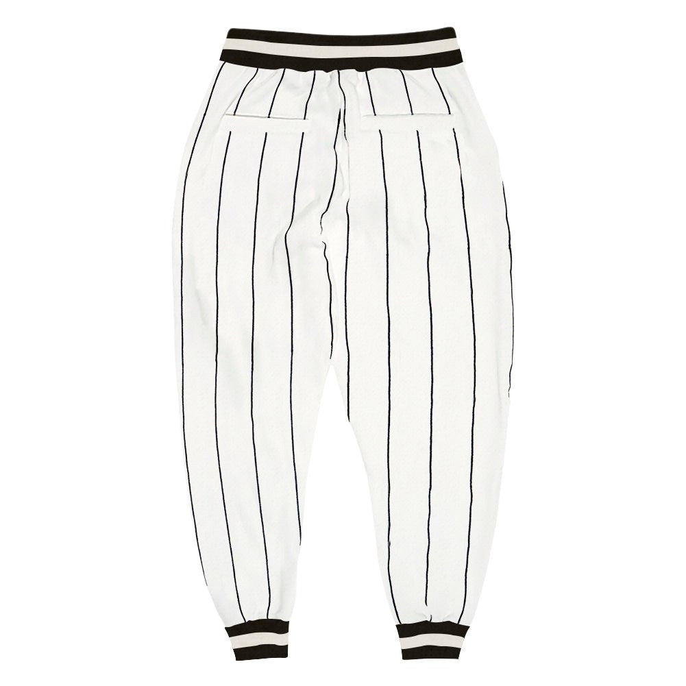 Custom White Black Pinstripe Black-White Sports Pants photo 2
