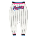 Custom White Black Pinstripe Pink-Light Blue Sports Pants photo 1