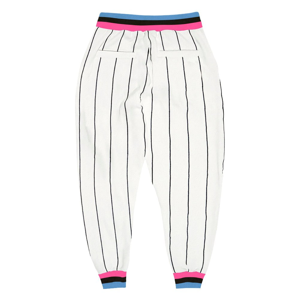 Custom White Black Pinstripe Pink-Light Blue Sports Pants photo 2