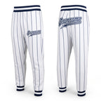 Custom White Navy Pinstripe Navy-White Sports Pants