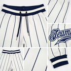 Custom White Navy Pinstripe Navy-White Sports Pants detail