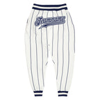 Custom White Navy Pinstripe Navy-White Sports Pants photo 1