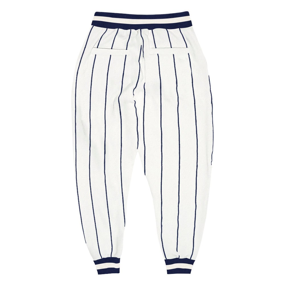 Custom White Navy Pinstripe Navy-White Sports Pants photo 3