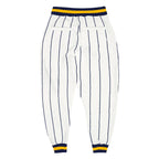 Custom White Navy Pinstripe Navy-Gold Sports Pants photo 2