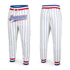 Custom White Royal Pinstripe Royal-Red Sports Pants