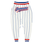 Custom White Royal Pinstripe Royal-Red Sports Pants photo 1