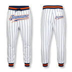 Custom White Royal Pinstripe Royal-Orange Sports Pants