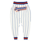 Custom White Royal Pinstripe Royal-Orange Sports Pants photo 1