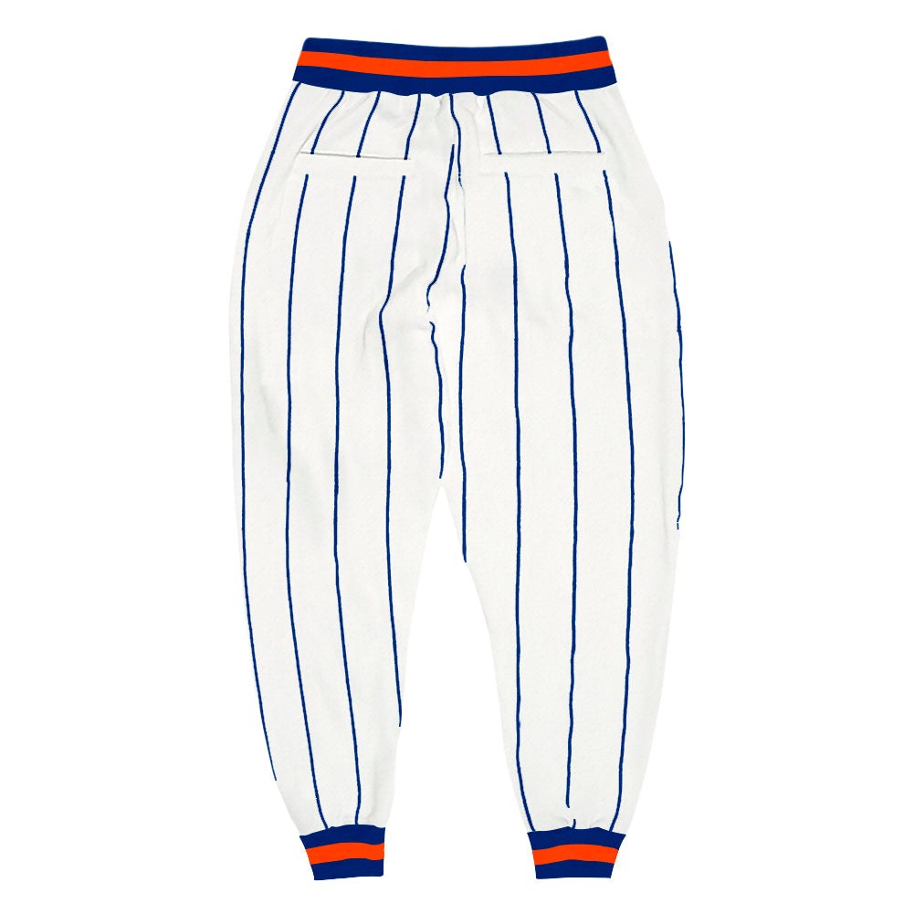 Custom White Royal Pinstripe Royal-Orange Sports Pants photo 2