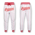 Custom White Red Pinstripe Red-White Sports Pants