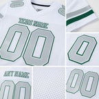 Custom White Silver-Green Mesh Authentic Football Jersey detail
