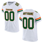 Custom White Green-Orange Mesh Authentic Football Jersey